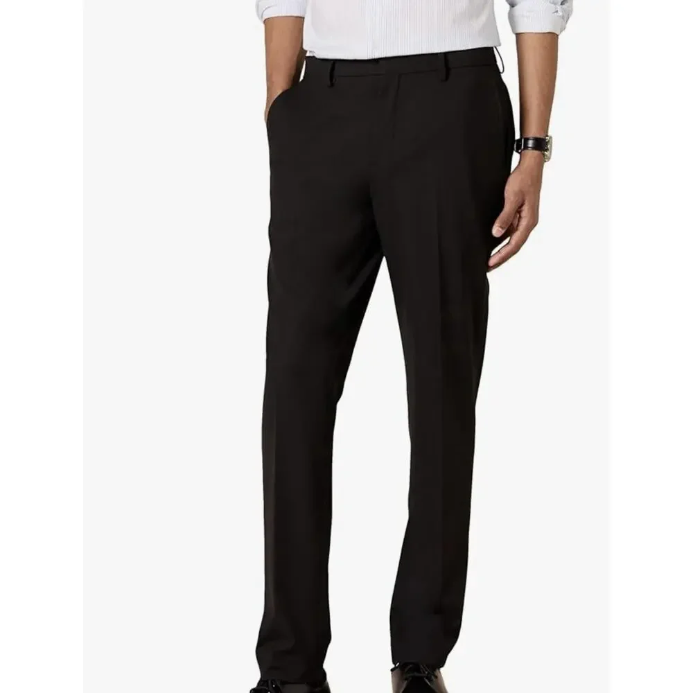 Amazon Essentials Men’s Slim-Fit Flat-Front Dress Pant – Polyester – 32X32 Black